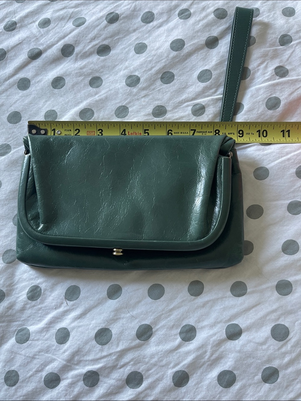 HOBO Dark Green Leather Wristlet Clutch